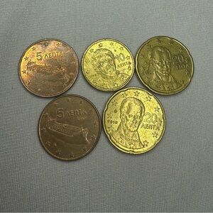Mixed Lot Of 5 Greece Coins Different Years